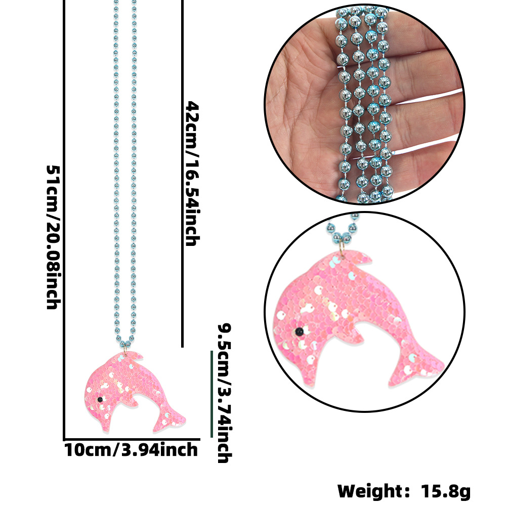 Amazon Ocean Series collar sirena tema decoración de fiesta colgante delfines sequillas de color cadena de cuentas de cola de mermaid