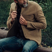 2025欧美亚马逊ebay男式青年外贸纯色潮流时尚夹克外套毛呢 大衣