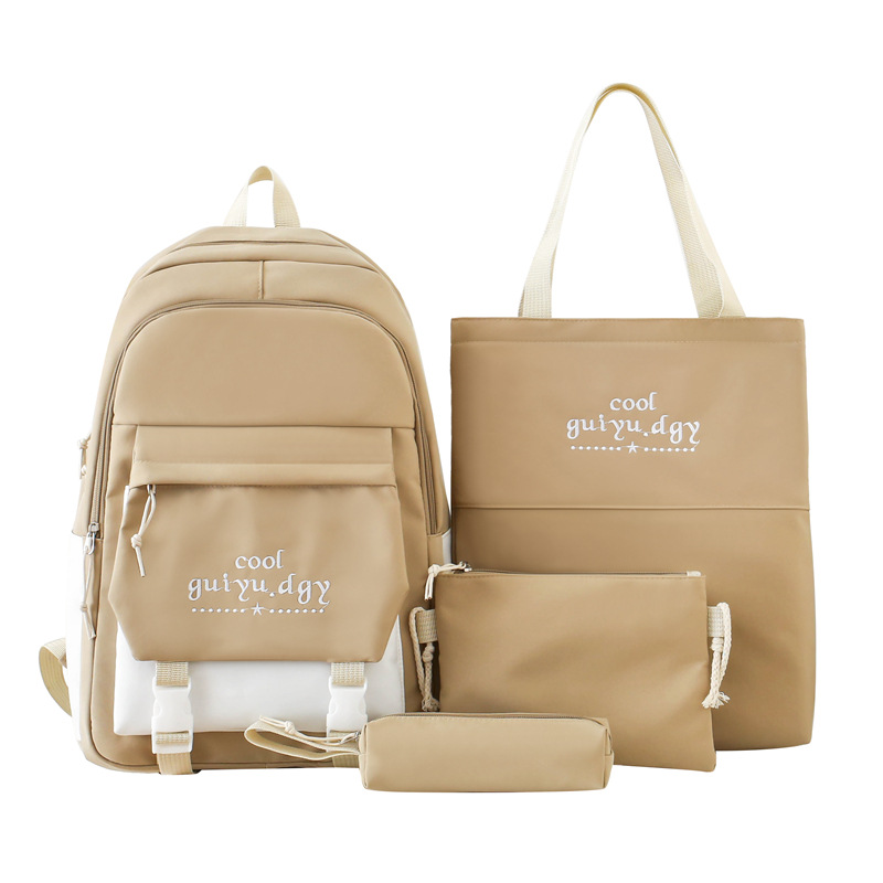Mochilas infantis, mochila de estudante de quatro peças, novo estilo, moderna, grande capacidade, mochila de viagem, lazer, cor sólida, mochila simples_voghion.com