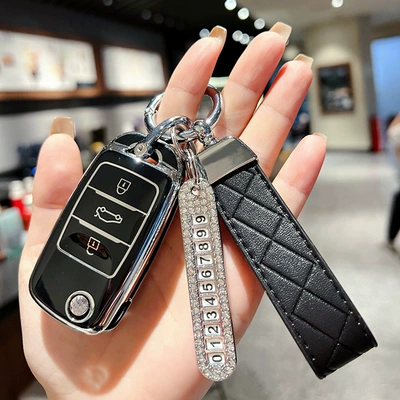 Car key bag, Benben E-Star, Yuexiang V7/V3, Nuoyun - changan-folding-premium-black-single-shell-black-diamond-rope-number-plate