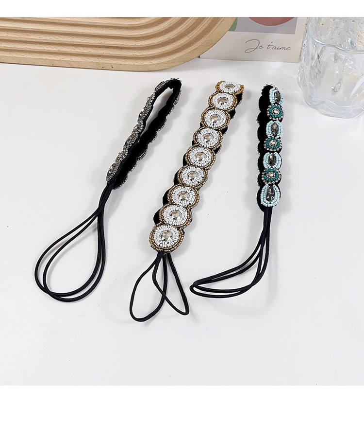 Retro Oval Glas Reis Perlen Inlay Strasssteine Haarband display picture 2