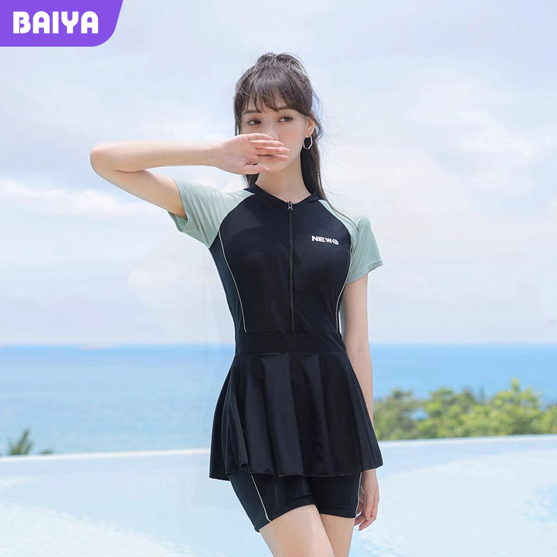 Verano nuevo trajes de baño de mujer estilo coreano color deportivo de corte de piel delgada vestido conservador trajes de baño vacacionales