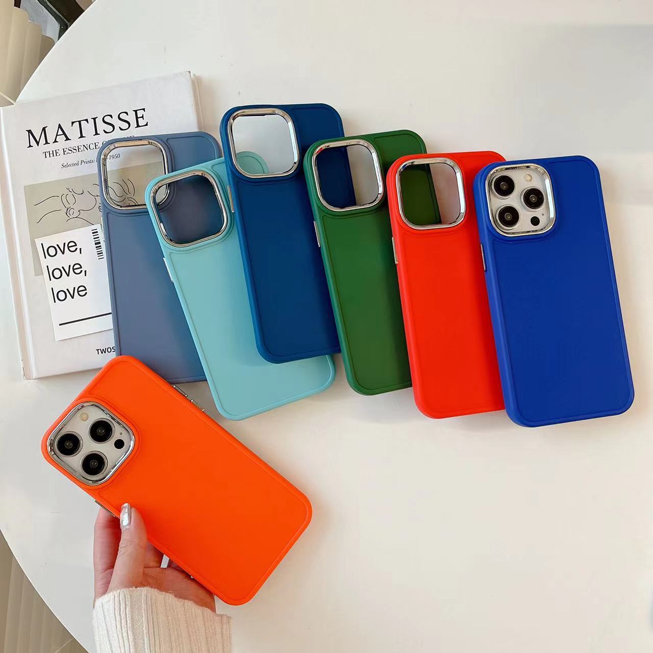 Instagram Advanced 15 Simple Solid Color Electroplated Frame Detachable Multi color Liquid Apple Phone Case_voghion.com