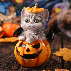 クロスボーダーハロウィン子猫カボチャ樹脂装飾品ハイエンドニッチ工芸品デスクトップ装飾装飾品