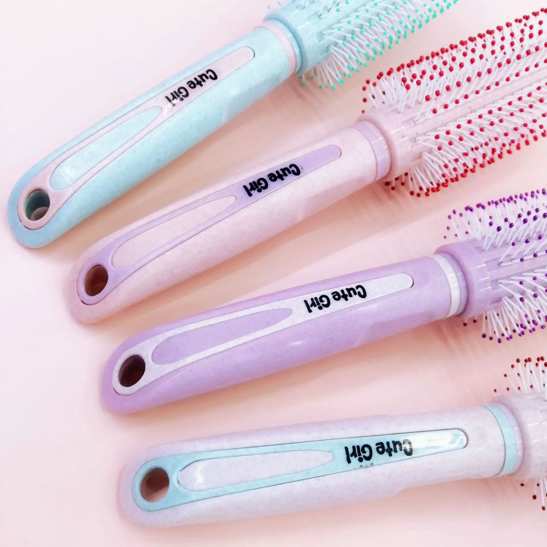 Wheat straw curl combed inner buckle cylindrical combing combed home ladies special roll comb