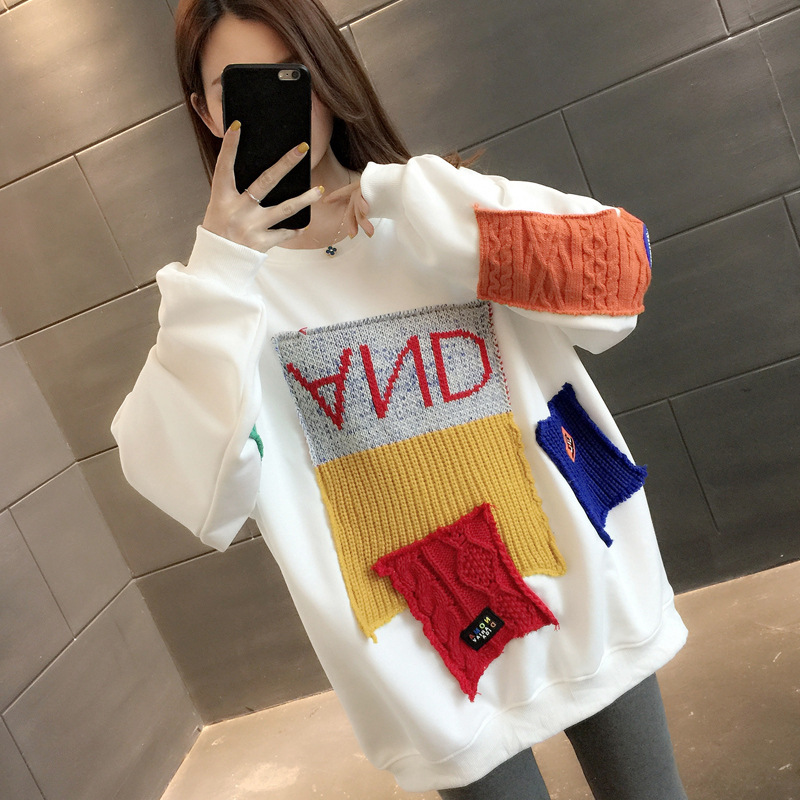 plus size Loose Spring and Autumn Thin Design Sense Lazy Style Round Neck Sweatshirt Trendy plus size Loose Spring and Autumn Thin Design Sense Lazy Style Round Neck Sweatshirt Trendy