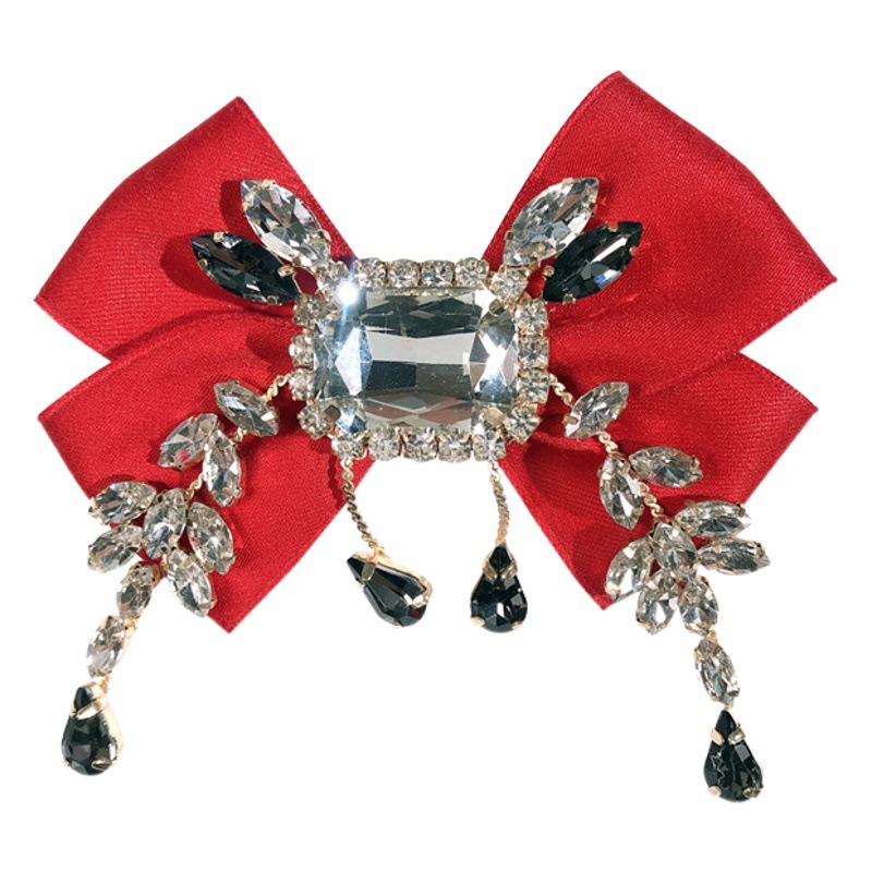 Nueva moda estilo Chanel aleación broche rhinestone color sólido retro estilo británico pajarita joyería femenina