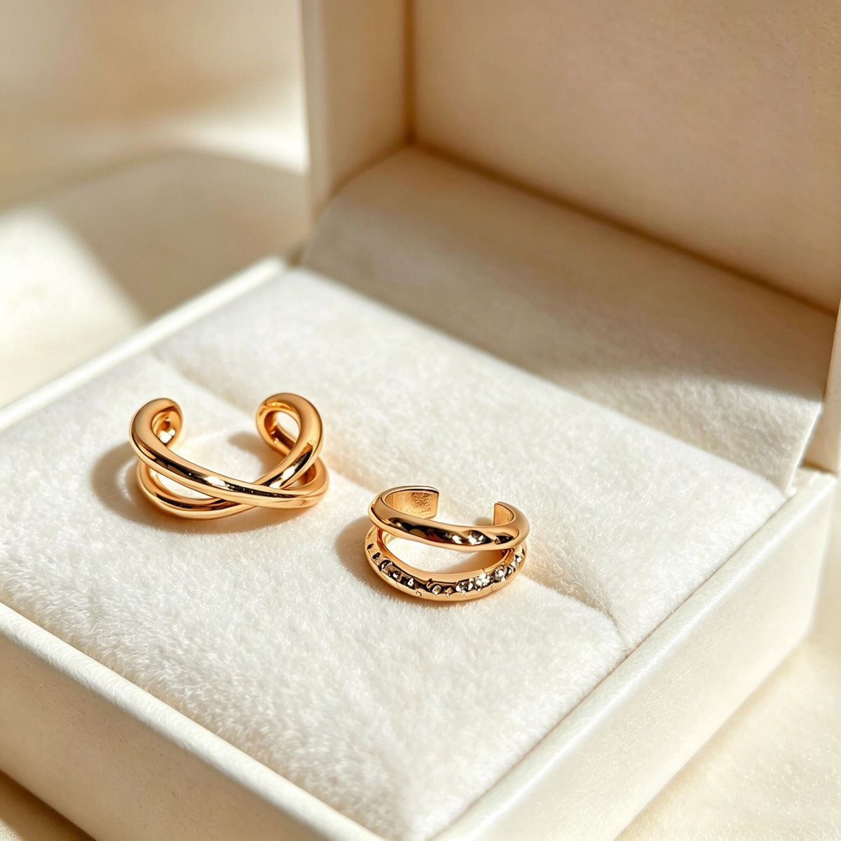 Simple Line Cross-Over Non-Pierced Ear Cuff for Women, Double-Layered, Compact, Exquisite, Fashionable, Niche Earrings, Versatile Ear Accessories