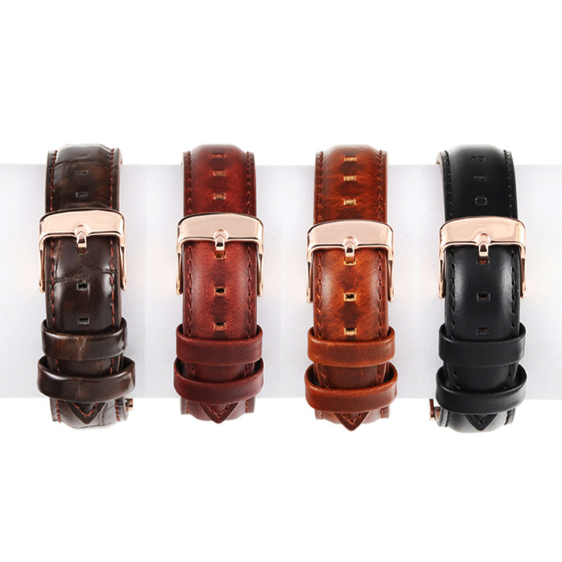 Substitute DW watch strap leather first layer cowhide leather brown crocodile 12-20mm calf leather factory direct in stock Substitute DW watch strap leather first layer cowhide leather brown crocodile 12-20mm calf leather factory direct in stock