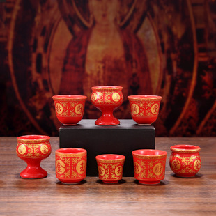 Ceramic Wine Cup for Offering in Front of Buddha, Guan Gong, God of Wealth, Home Use for Offering to Buddha, Wealth-Attracting Ornament