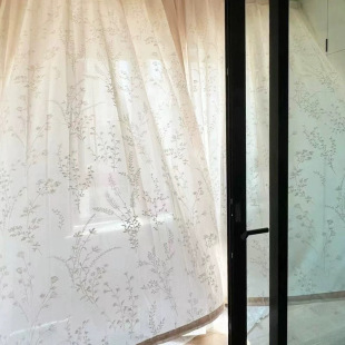 French Romantic Mirror Screen White Window Screen Gauze Curtain Transparent and Impermeable Curtain Living Room Balcony Bedroom New White Sand
