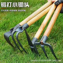 農業用土耕ツール、木製ハンドル、小さな鍬、屋外兼用野菜栽培、タケノコ掘り、花植え、園芸用三本歯くわ、海追い