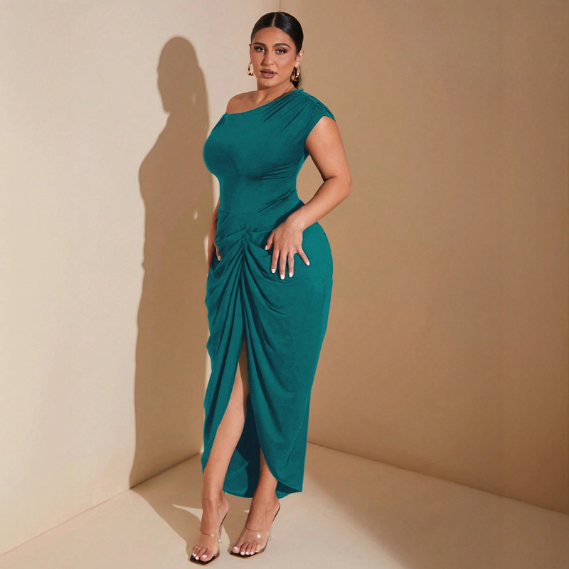 Amazon Summer 2026 Slim Fit Long Dress European and American Style Sexy Waist-Tie Twist Slit Short Sleeve Dress Amazon Summer 2026 Slim Fit Long Dress European and American Style Sexy Waist-Tie Twist Slit Short Sleeve Dress