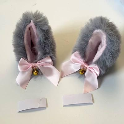 helmet decorations, Motosiklet dəbilqələri - cat-ear-pink-bow-1-pair-gray