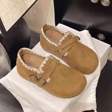 厚底内增高全包勃肯鞋女外穿2025新款秋季配裙子花边休闲单鞋