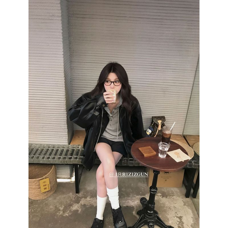 3677# 1只衮1Z1ZGUN Dailylook 轻柔感亨利领松弛针织连帽长袖t恤|undefined