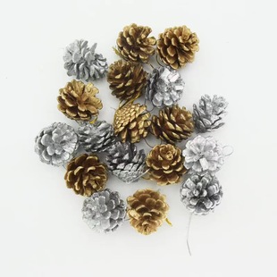 Current wholesale Christmas tree accessories Christmas pine cone pine Tower gold and silver 3-4cm 9 Christmas log accessories