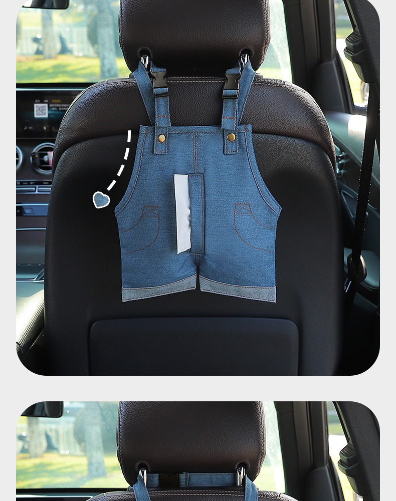 Car-Mounted Tissue Box, Hanging Type for Rear Seats, High-End Cute Style, Dashboard Hanging Type, Large Capacity Tissue Bag