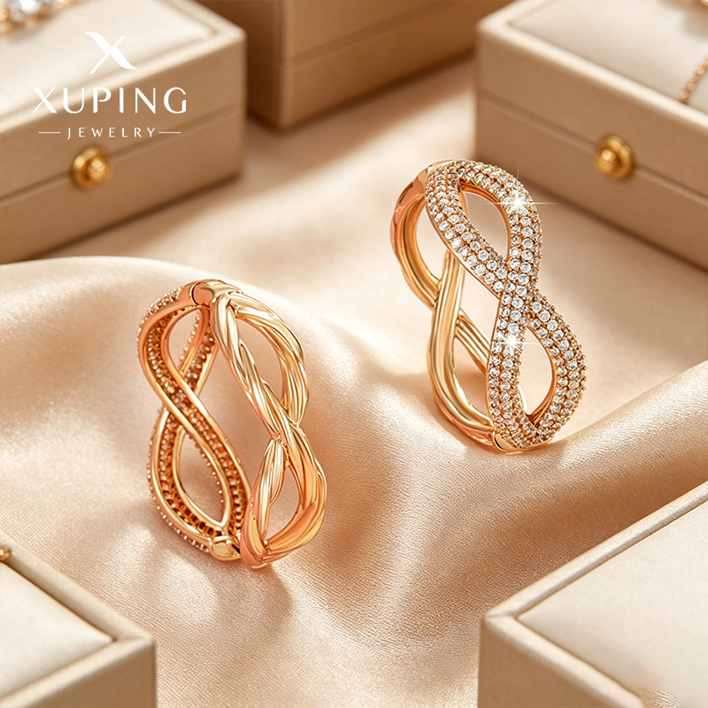 Pendientes de Cruz con Piedras Preciosas Artificiales de Xuping Jewelry, Diseño Europeo y Americano, Moderno y Elegante, Pendientes en Forma de 8 para Mujer