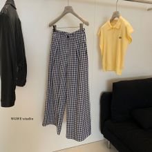 清仓不退换夏季简约黑白格直筒百搭休闲裤女阔腿裤遛弯神裤W5574