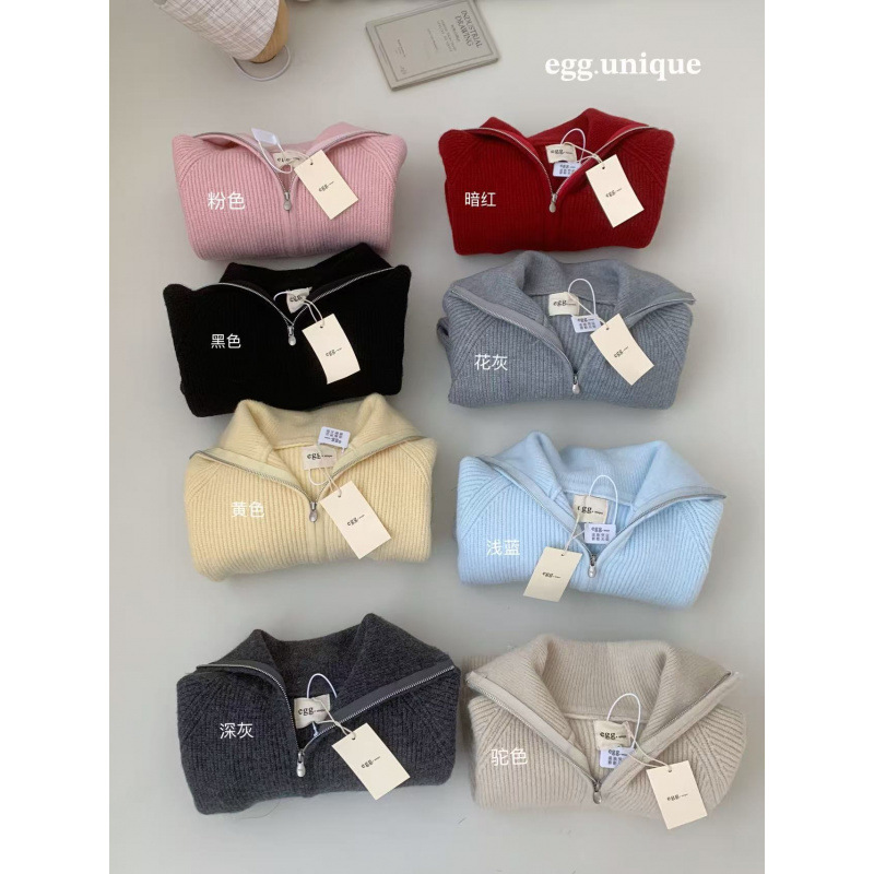 Egg.Unique Zippered Sweater Autumn and Winter Plus Size High Collar Zippered Knitted Cardigan Loose Fit Lazy Style Jacket for Plus Size Women Egg.Unique Zippered Sweater Autumn and Winter Plus Size High Collar Zippered Knitted Cardigan Loose Fit Lazy Style Jacket for Plus Size Women