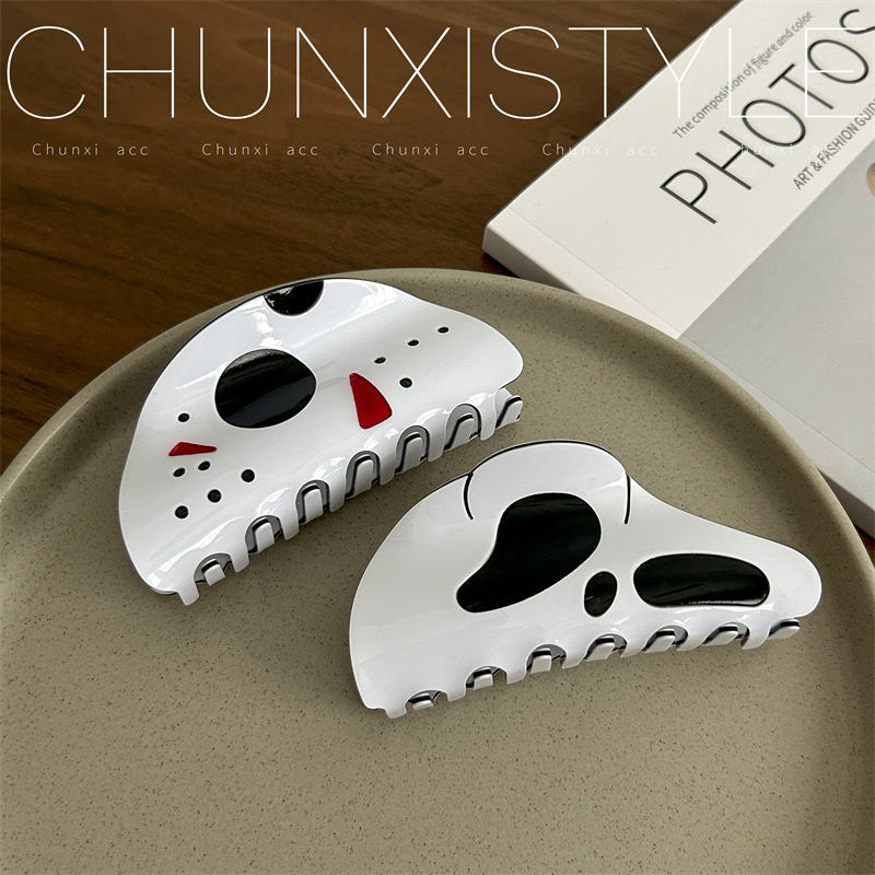 New cross-border hot-selling Halloween hair clips, quirky large mask ponytail clips, niche design shark clips