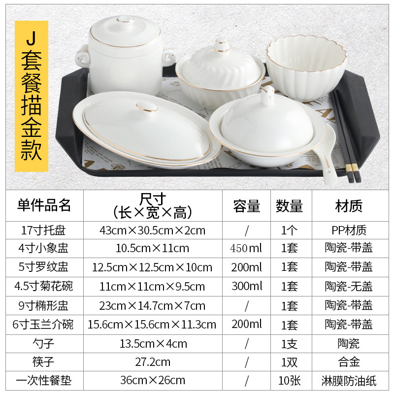 陶磁器月子食器セット碗皿産婦専用蓋付き環境保護衛生月子食一人分煮込みスープ|undefined