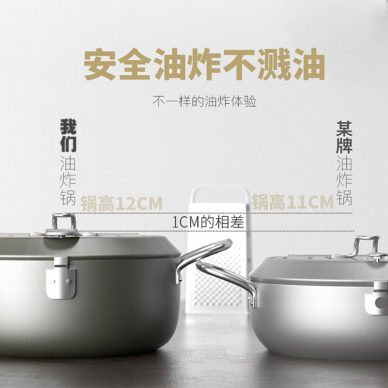 日式天妇罗油炸锅家用小迷你深温控燃气煤气省油日本小型炸油锅|undefined