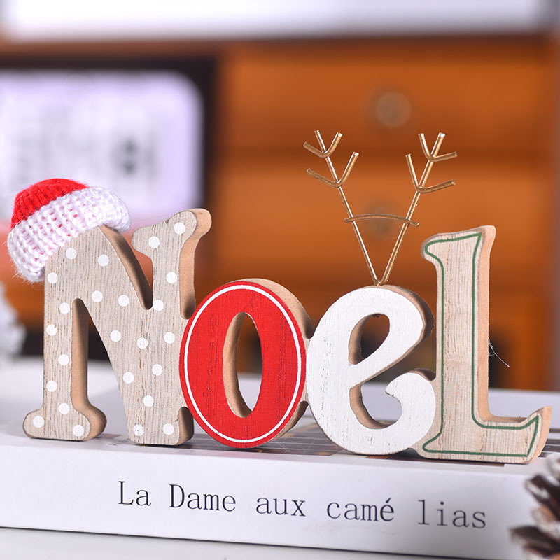 クロスボーダークリスマス木製ノエルレターオーナメントクリスマスデコレーションクリエイティブデスクトップウィンドウレターオーナメント|undefined