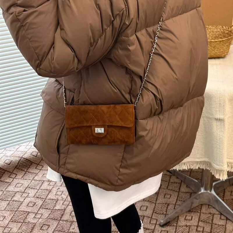 Tweed Style Quilted Chain Crossbody Bag Autumn and Winter New Retro Versatile Small Square Bag Card Holder Wallet Mobile Phone Bag for Women Tweed Style Quilted Chain Crossbody Bag Autumn and Winter New Retro Versatile Small Square Bag Card Holder Wallet Mobile Phone Bag for Women