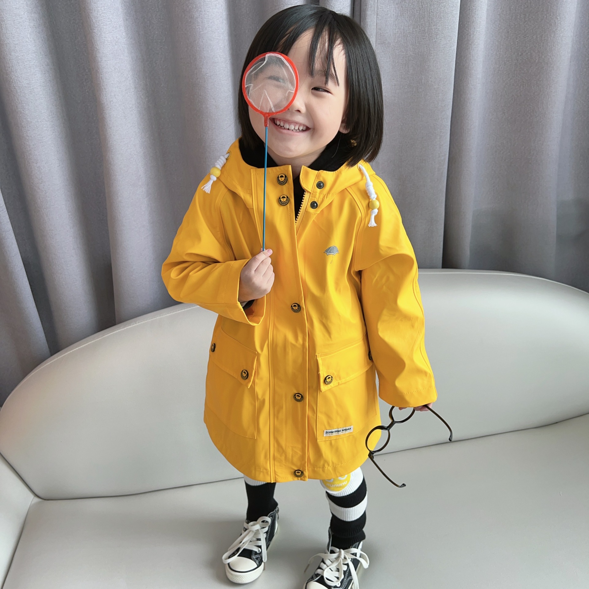NUU 2022 Boys' and Girls' British and European Fashion Outdoor Jacket, Foreign Trade High-end PU Leisure Raincoat