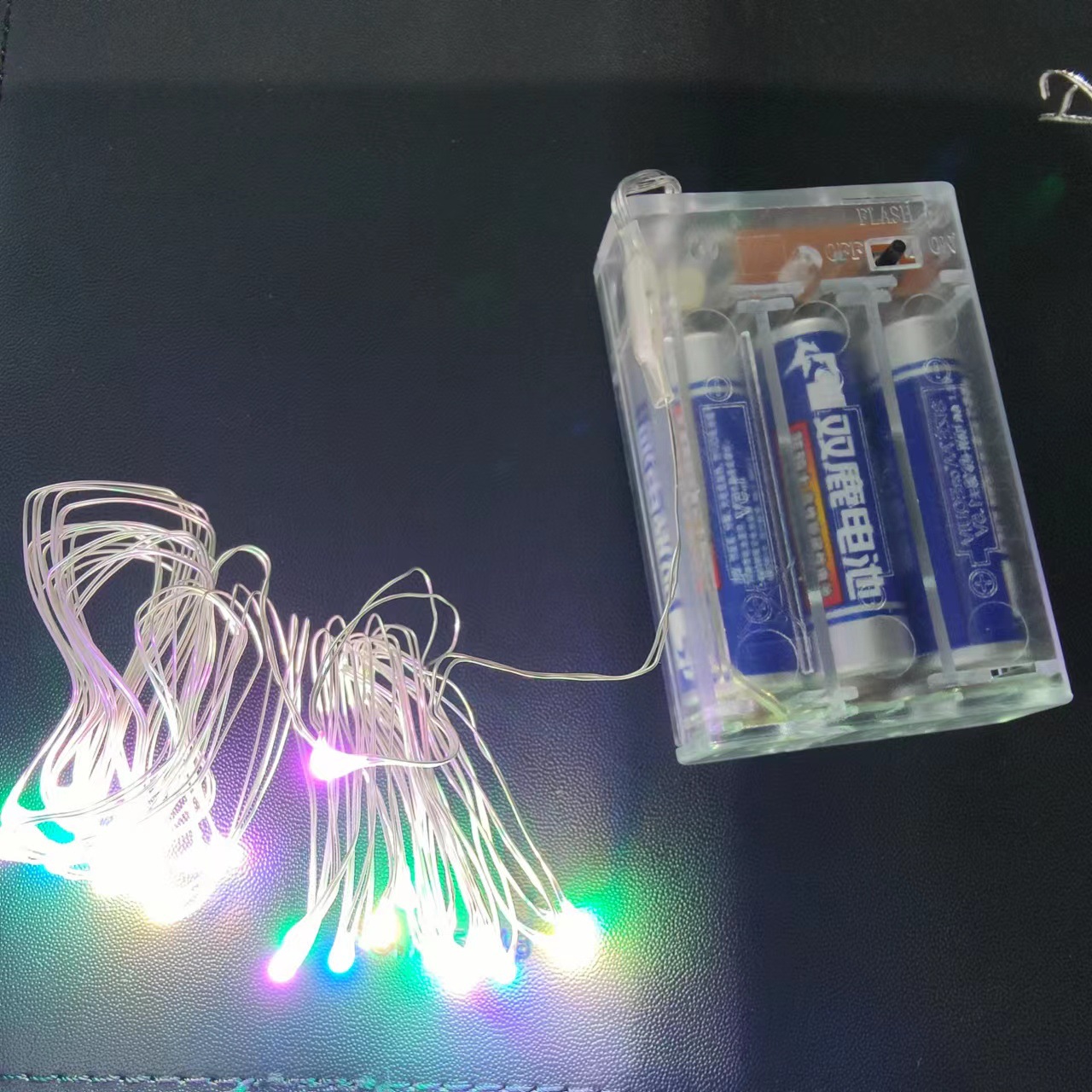 Transfronterizo LED de dos secciones caja de la batería Cadena de luz luminosa alambre de cobre Bola de onda de luz especial Cadena de luz de Navidad decoración de vacaciones estrella