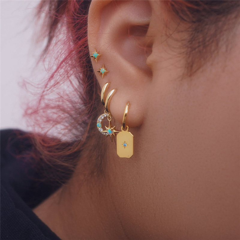 2g Weight Ear Studs Classification 1 Pair Quantity Daily Occasion 925 Sterling Silver Material Geometric Pattern Women's Gender Plating Design Simple Style Style 1 Pair 925 Sterling Silver Geometric Ear Studs 20