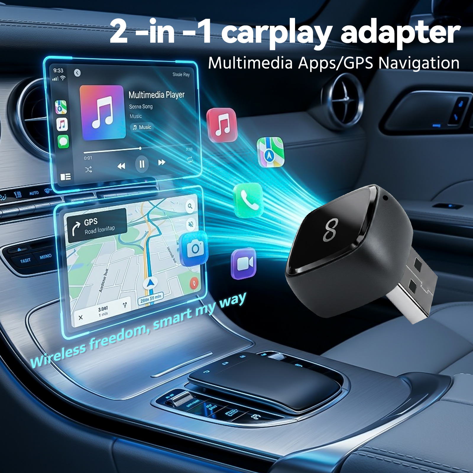 Cross-border bestseller: Wired to Wireless CarPlay Box for Vehicles, Apple Auto 2-in-1 Smart Adapter Converter