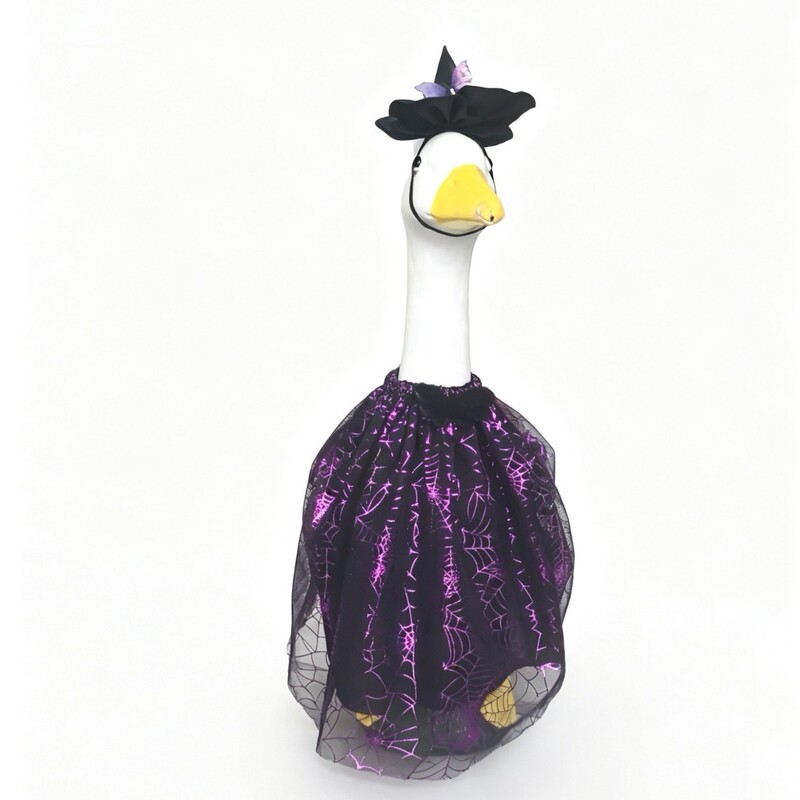 Halloween Witch-Style Black and Purple Spider Web Tulle Skirt, Porch Goose Doll Decoration Skirt, Black Tulle Purple Spider Web Halloween Skirt Halloween Witch-Style Black and Purple Spider Web Tulle Skirt, Porch Goose Doll Decoration Skirt, Black Tulle Purple Spider Web Halloween Skirt