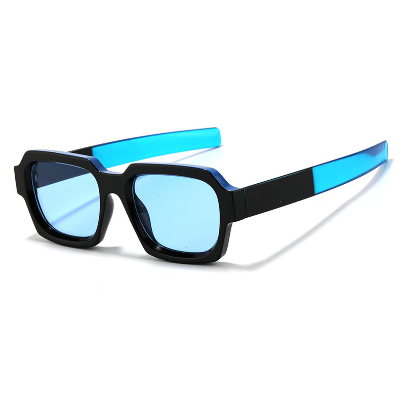 Fashion Jelly Color Internet Celebrity Sunglasses Personalized Straight Leg Stitching Contrast Color Sunglasses Women's Colorful Marine Cross-border Glasses