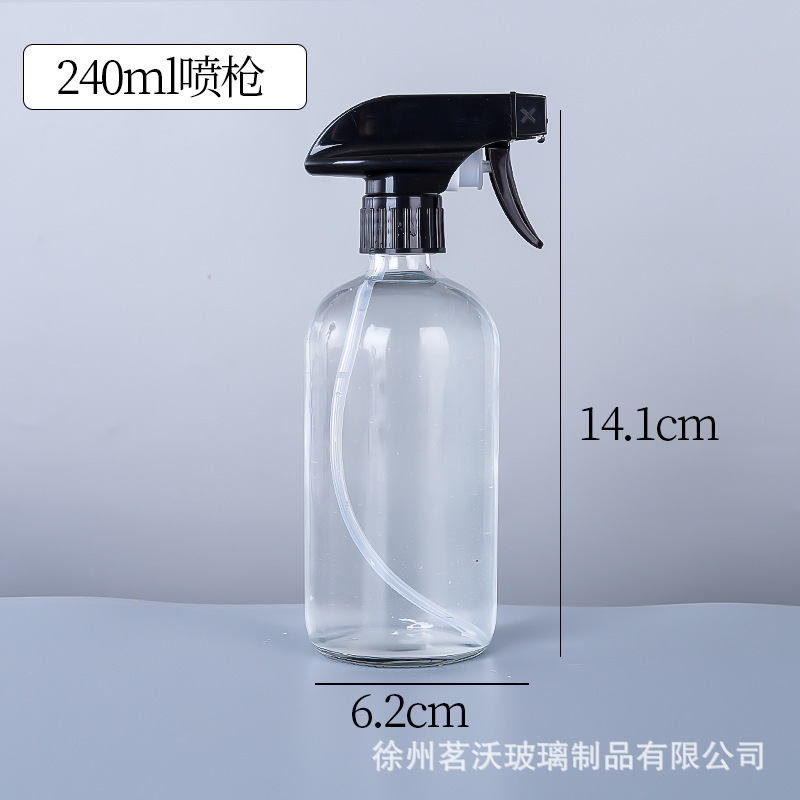 Botella de Boston de vidrio transparente de 500ml botella de emulsión de bomba de presión botella de aceite esencial botella de gran volumen botella de pulverización image 18