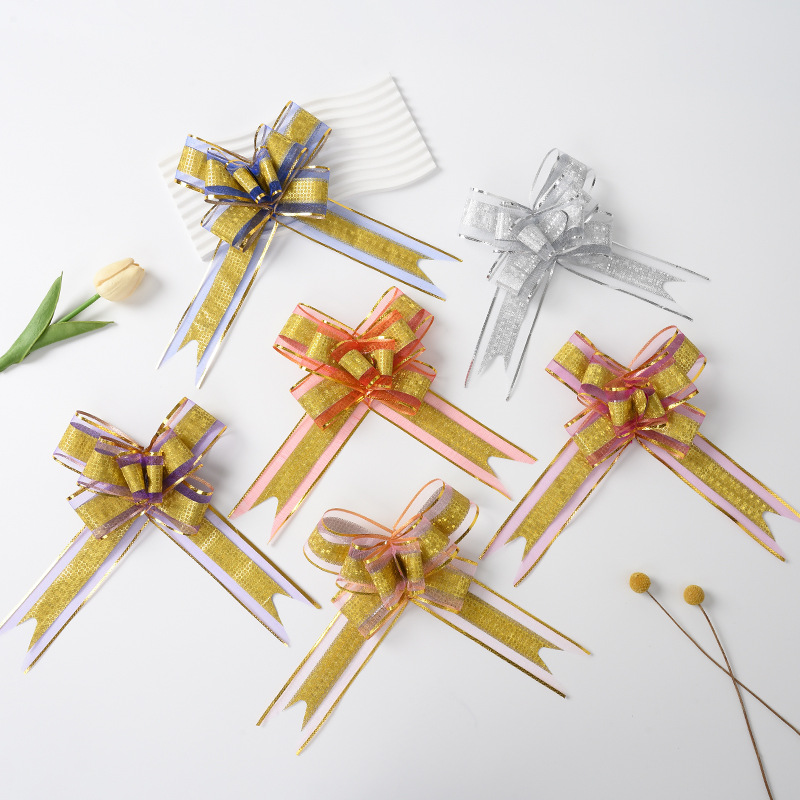 Cross-Border Nuevo 50 puntos brillo hilo de nieve arco mano-tirado de flores de Navidad Regalo De vacaciones bolsa de flores guirnalda decorativa