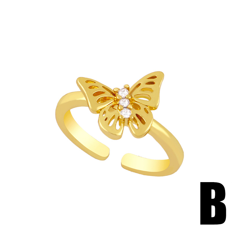Simple Diamond Eye Butterfly Ring display picture 3