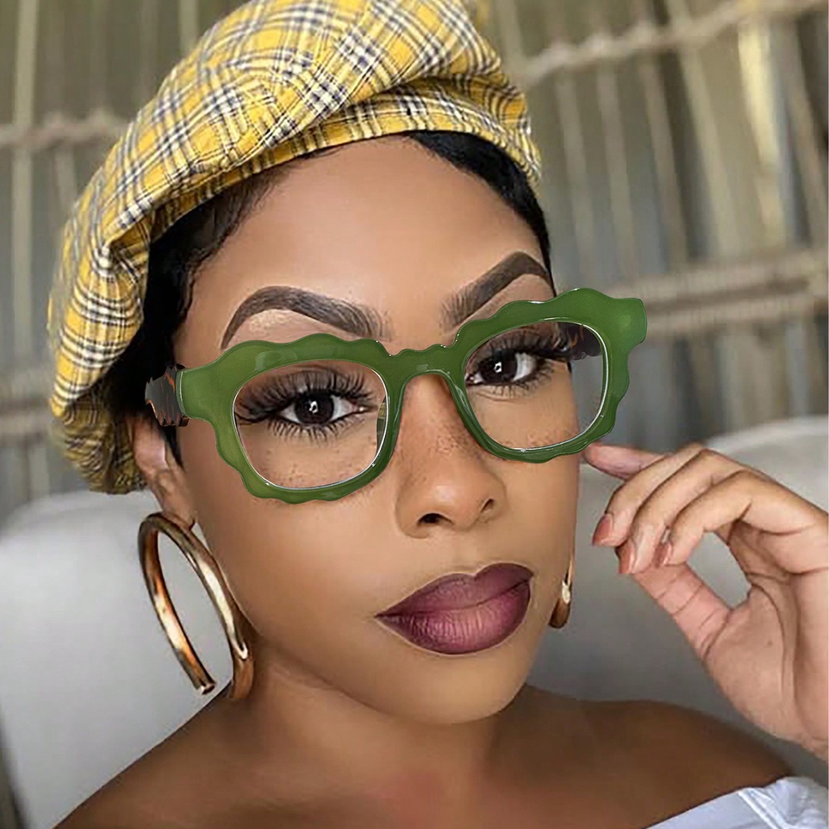 Gafas de borde de onda de flor personalizada de nueva moda transfronteriza cara lisa pequeñas gafas de luz anti-azul cuadradas