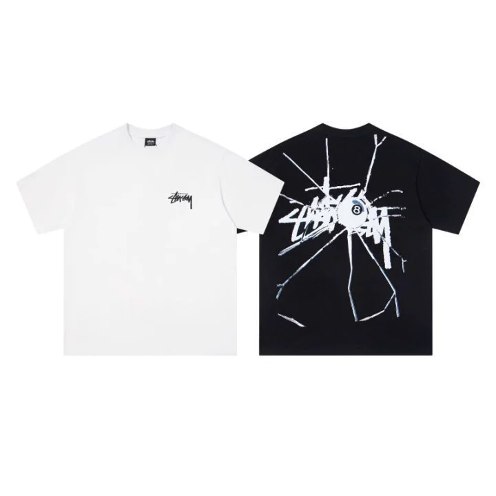 Стиль Dark Night Heavyweight Summer New Washed Vintage Hip-Hop Черный с принтом восьми паутинок Унисекс с круглым вырезом и короткими рукавами в том же стиле.