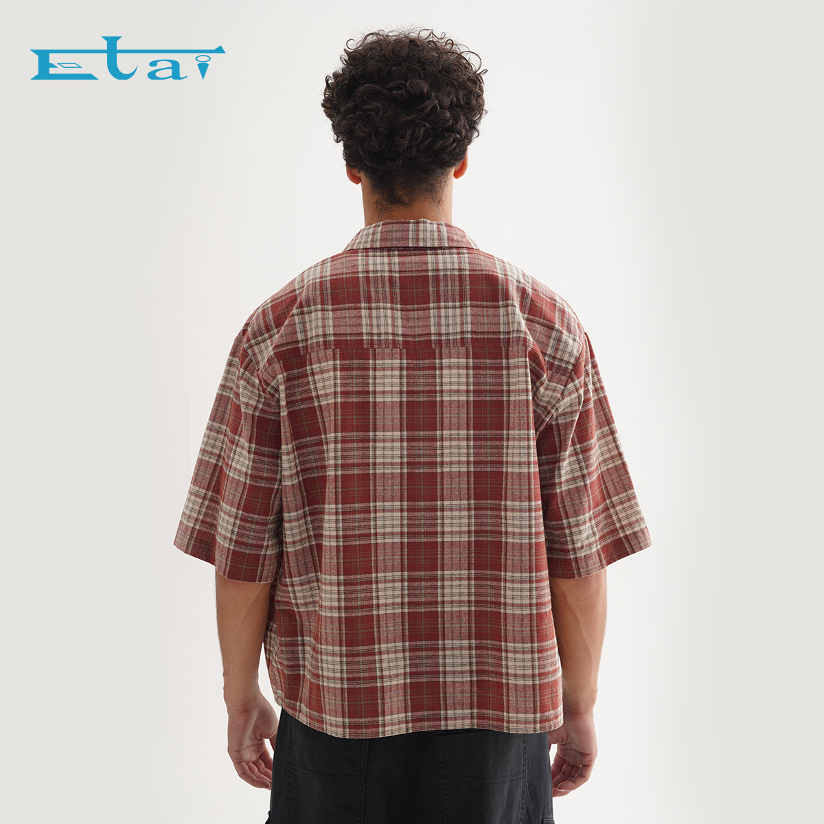ETAI Hombre| Camisas de alta calidad sueltas populares corta camisa casual de moda cardigan botón camisa de manga corta