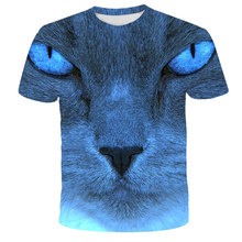 跨境新款潮流 速卖通潮流休闲动物猫咪3D数码印花成人儿童短袖T恤