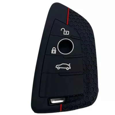 Suitable for 2021 BMW x5x7x3 BMW Blade 7 Series x Series car silicone key cover in stock wholesale (Static Rod/Key Bag) - black-red-line-dot-circle