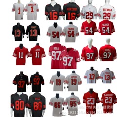 Nfl 49人隊49ersアメリカンオリーブユニフォーム #13 #23 #16 #1 #80二世代ユニフォーム刺繍スポット