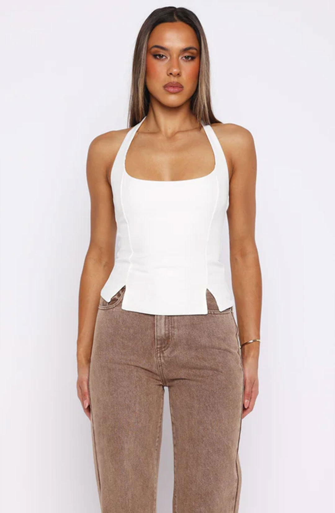 Women's Slim-Fit Sports Top Sleeveless Workout Vest, Breathable Running Athletic Shirt For Gym & Outdoor Exercise (Dark Brown, Black, White)_ecoleips.com