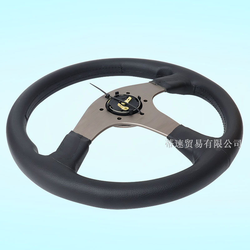 Factory direct sales MOMO modification 14inch TUNER bronze genuine leather racing steering wheel universal flat wheel 350mm