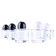 現物30ml 50ml 100ml半円黒蓋ガラス香水瓶/分注瓶/スプレー瓶/押し空瓶