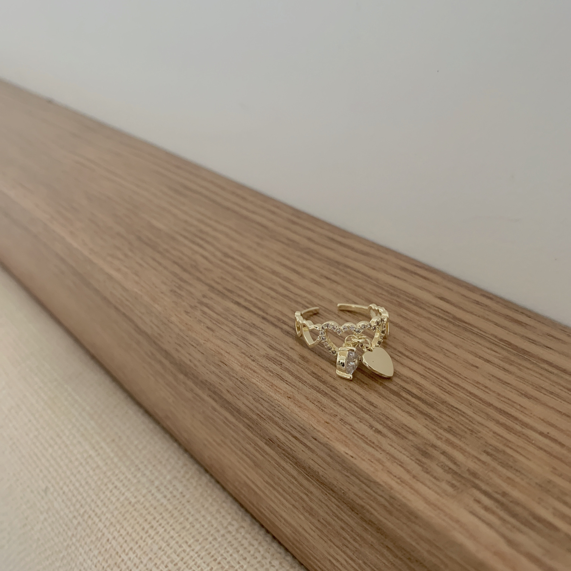 Fashion Heart Shape Copper Rings Plating Metal Zircon Copper Rings