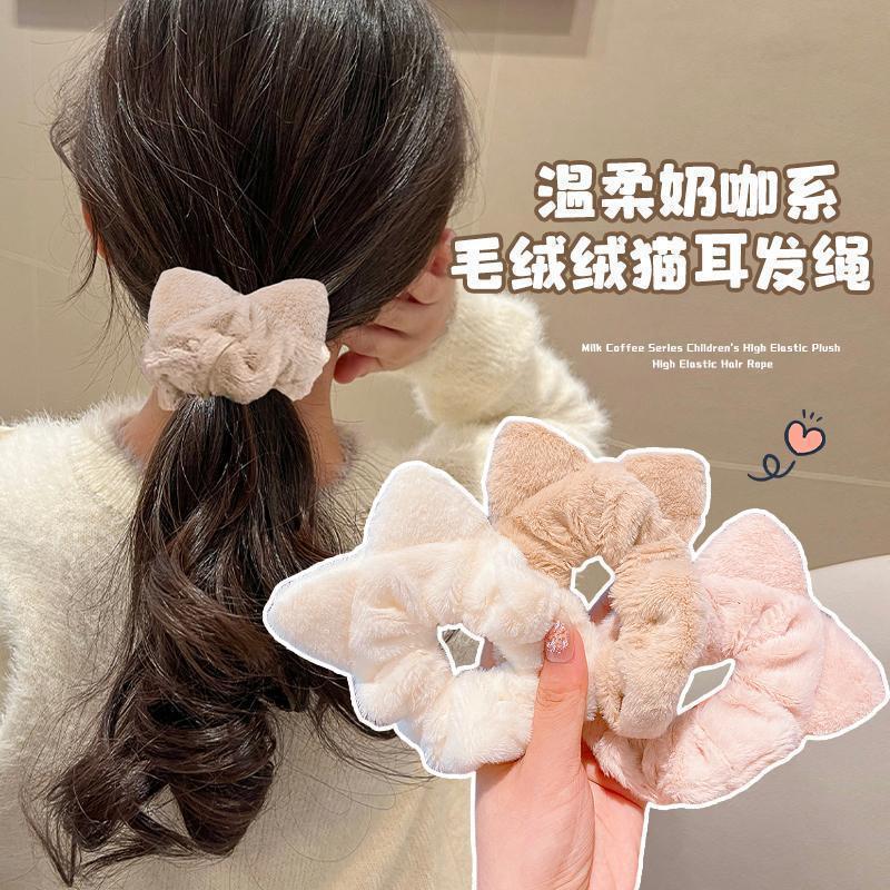 丸子复古大肠发圈格子少女心头饰发绳头发饰韩版学院风圈秋冬发饰|undefined